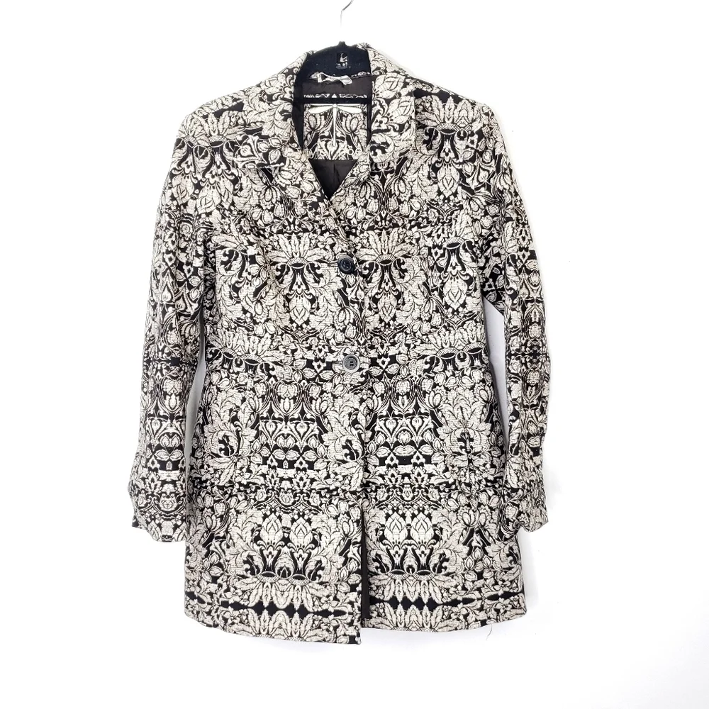 Tyler Boe tunic length Bali inspired print coat size 10 - Picture 2 of 12